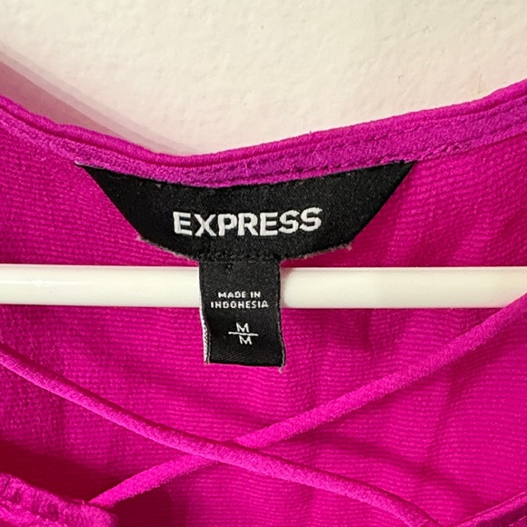 Express Fuchsia V-Neck Blouse - Picture 2 of 2